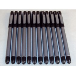 Gel Stick Pens ~ Lot of 12 ~ Silver Barrel, Comfort Grip, Black Ink  #1170S