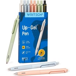 WRITECH Gel Pens Fine Point: 0.5mm No Smear & Smudge Black Ink Pen Click for Jou