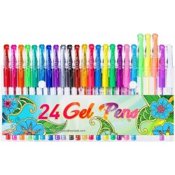 24 Colors Gel Pens, Coloring Gel Pen Art Markers for Journal Adult Coloring