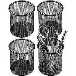  Metal Pencil Holder for Desk Mesh Pen Cups Black Pen Organizer Office 4 Pack