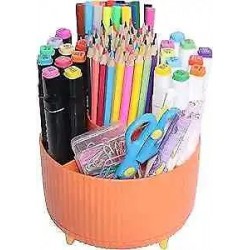  360 Degree Rotating Desk Organizer, Dual-Purpose Pencil Pen 1 PACK Orange