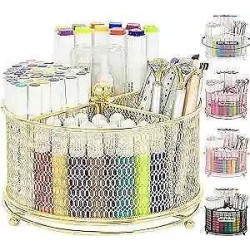  360-Degree Rotate Pencil Holder, Office Desk Organization Art Supply gold