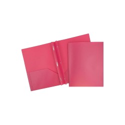 JAM Paper POP 2-Pocket Plastic Folders with Metal Prongs Fastener Clasps Fuchsia