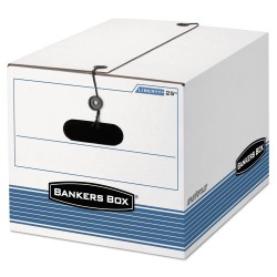 Bankers Box STOR/FILE Storage Box Legal/Letter Tie Closure White/Blue 4/Carton