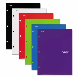 Five Star Four-Pocket Portfolio 8 1/2 x 11 Assorted Colors Traditional Design