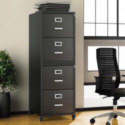 Filing Cabinet 4 Drawer Steel File Cabinet w/ Lock for Home Office Durable Black