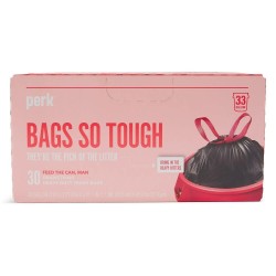 Perk 33 Gallon Trash Bag Low Density 1.1 Mil Black PK56747