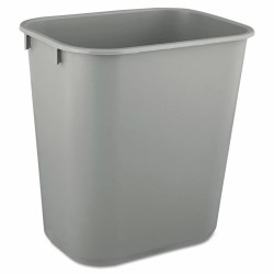 Rubbermaid Commercial Deskside Plastic Wastebasket Rectangular 3 1/2 gal Gray